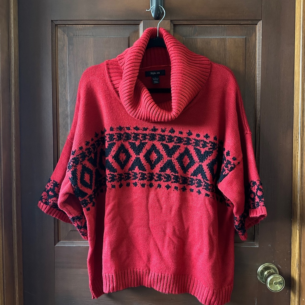 Style & Co. Red Cowl Neck Sweater